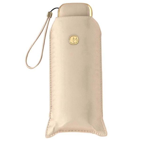 Moderne Elegant Mini Flad Paraply Manuel 5 Foldbar Luksus Anti UV Solbeskyttelse til Sol til Beskyttelse Regntæt Rejse Bærbar Lomme Paraply for_FO Beige