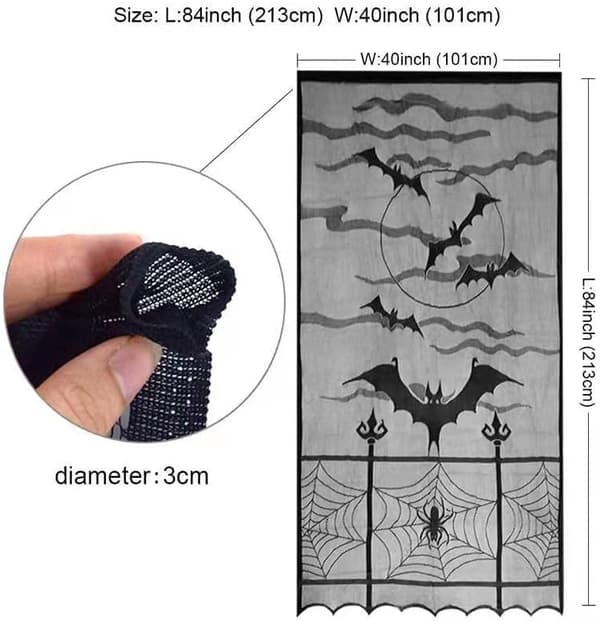 QQ-Halloweendekorasjon, flaggermus edderkopp dørgardin (102 * 213cm)