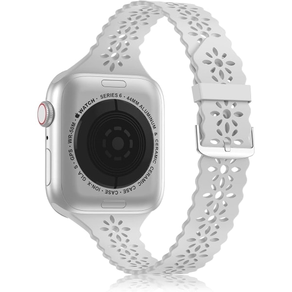 [QD] Blonde silikonearmbånd, smalt tyndt udhulet sektor sportsarmbånd, kompatibelt med det bløde erstatningsarmbånd til iWatch-serien
