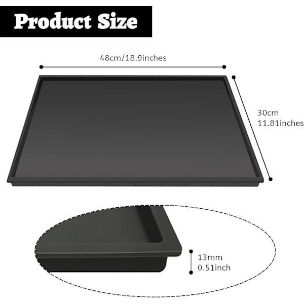 QD-Silikonmatte under kaffemaskin (48x30cm), sklisikker overflate for kaffetrakter