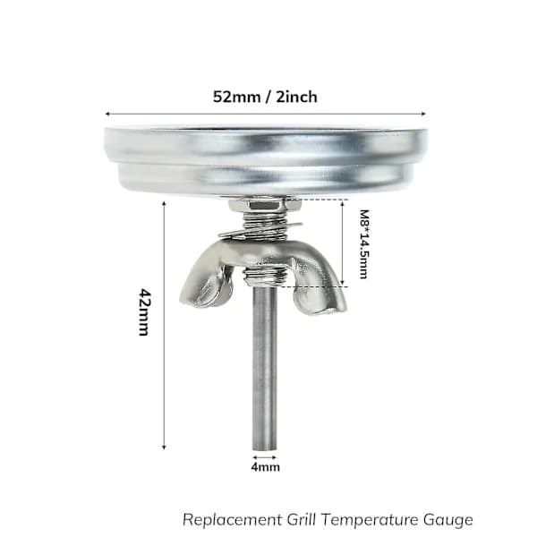 BBQ Grill Termometer 52mm Rustfrit Stål Bimetal Ryger Temperaturmåler til Kød Tilberedning og Grillning