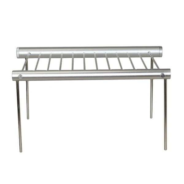 Bærbart sammenleggbart grillstativ i rustfritt stål og aluminium for camping, BBQ, piknik, sølv silver