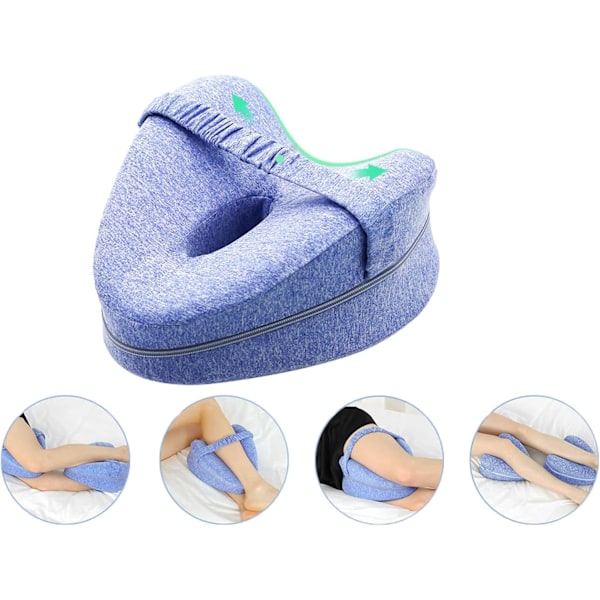 QU/Smooth Ryggmärgsinriktningskudde för Memory Foam-kudde och Knäkudde för Sidosovare Lindrar Höft- och Benvärk Lake blue