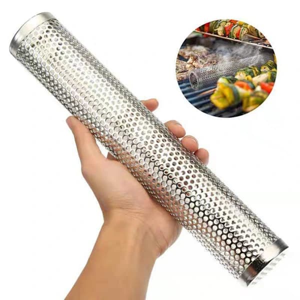 Røgrør til pillegrill, 304 rustfrit stål varm- og koldrøgsgenerator til BBQ-kødrøgning, metal 12 tommer