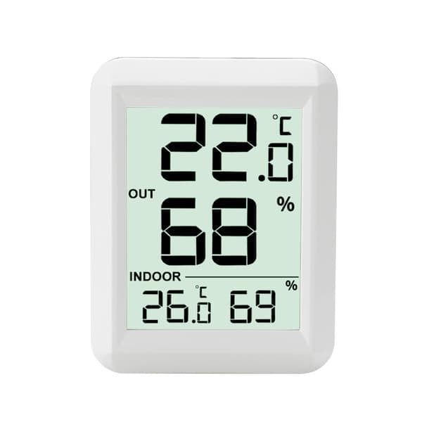 Trådløst termometer og hygrometer indendørs/udendørs Hvid_qq