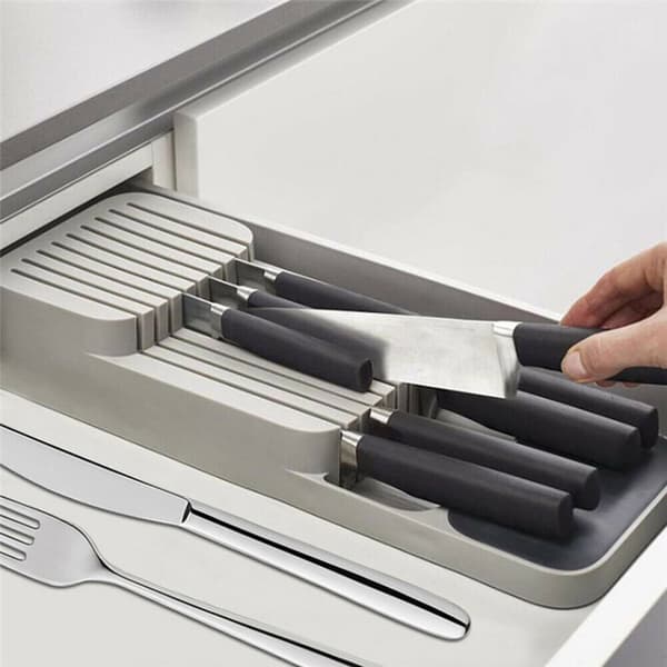 Knife Box for 9 Kitchen Knives - Grey