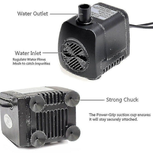 600l/t 4 LED Elektrisk Vannpumpe Fontene Liten Fontene Utendørs Hage Fiskedam EU Plugg˜QD