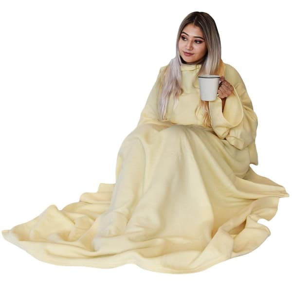 Fleecepledd med ermer - Beige