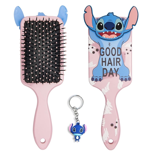 Söpö Stitch Sarjakuvahahmo Eläinaiheinen Hiusharja Pehmeillä Harjaksilla, Täydellinen Naisille ja Tytöille, Ihanteellinen Hiusasuste Lahja Disney-Faneille. Pinkki[qu)
