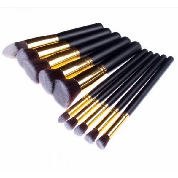 PRO Makeupbørster, sort/guld - 10 stk._qq