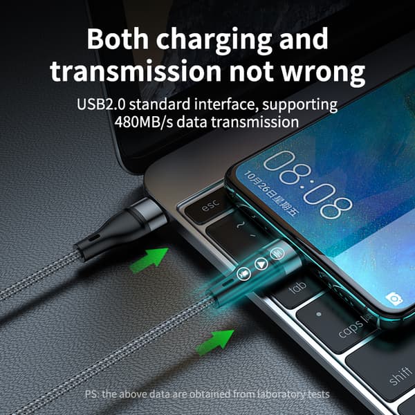 QU-USB C til USB C Hurtigladekabel PD 60W Type C Laderledning Nylon 3A Hurtigladekabel 1m Red