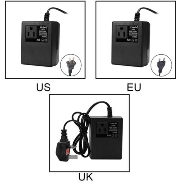 QQU-Intelligent Effektiv Husholdning 200W AC 220V til 110V Step Down Transformer Spændingsomformer Rejse Strømadapter, Multifarvet, EU Stik