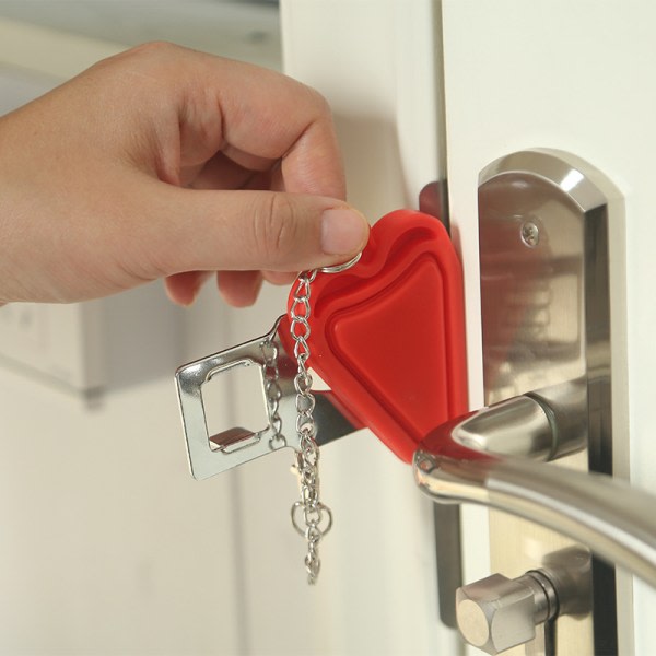 Resesäkerhet dörrstoppare, lås portabelt dörrlås rött