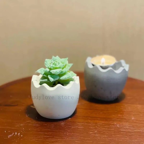 QU.3D Egg Stil Telysholder Silikonformer Lysestake Blomsterpotte Betongform Eggeskallbrett Gipsform DIY Sement Eggbrett