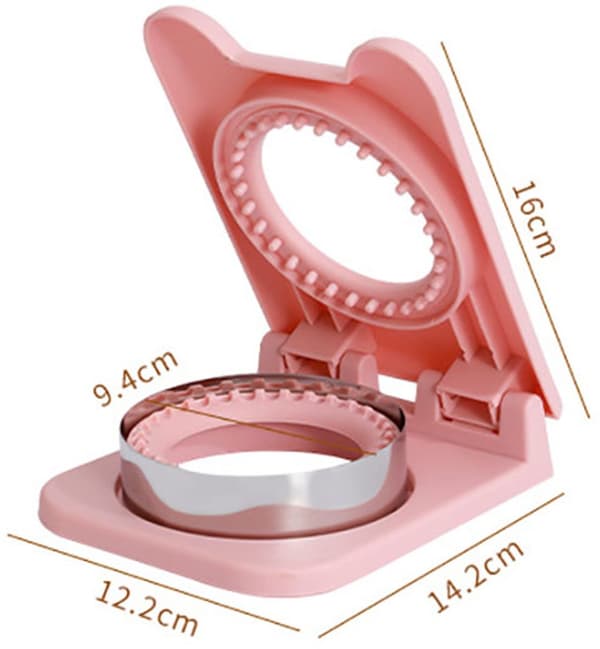 Sandwichforsegler og -kutter med rustfritt stålblad og avtakbar design for barnelunsjer, rosa rund form