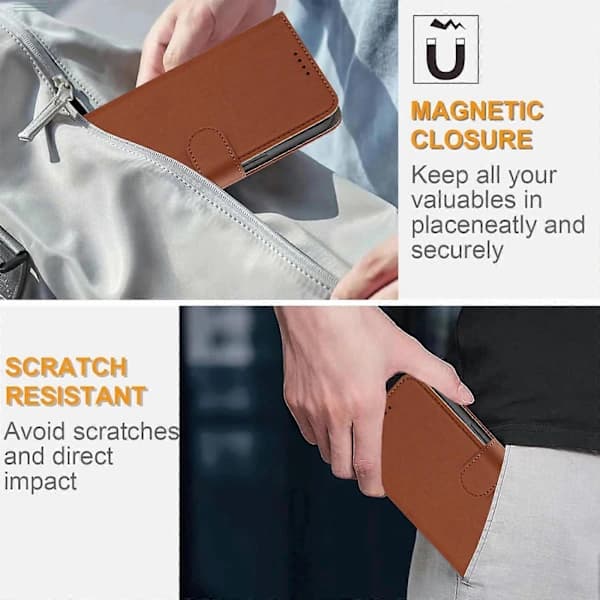 TKdaddy Solid Farge Lær Lommebokveske for Xiaomi Redmi Note 14 4G (163.25mm) Kaffe