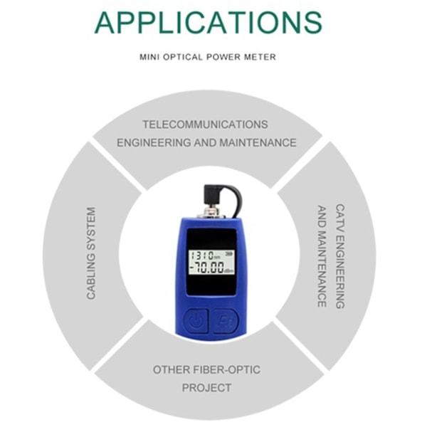 6 våglängder Mini optisk effektmätar testare -50 till 26 dBm optisk fiber testare optisk arbetsfrekvens Mätare