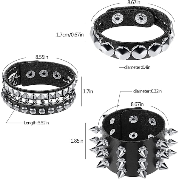 [QD] Punk Nitte Armbånd Læder Nitte Armbånd Manchet Til Julepakke Med 6, Børn, Kvinder