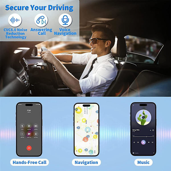 [QD] Bluetooth 5.0 Autovastaanotin Aktiivinen Melunvaimennus Bluetooth Aux -sovitin Autoon Kotiin Langaton
