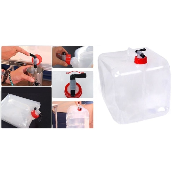 QD-2-PACK 10L Bärbar hopfällbar vattenbehållare med kran