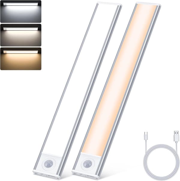 LED Underskabslampe med bevægelsessensor, 20 cm, 3 farvetemperaturer, dæmpbar, 2-pak