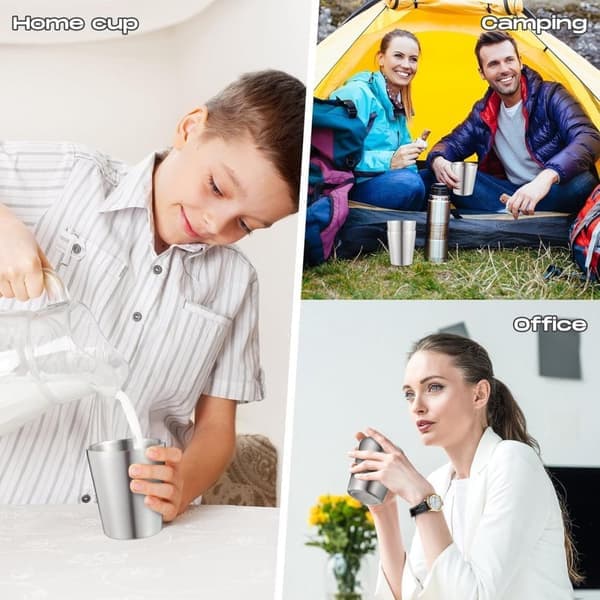 8x RVS Isolerede Kaffekopper – 260 ml – Dobbeltvægget – Sølv