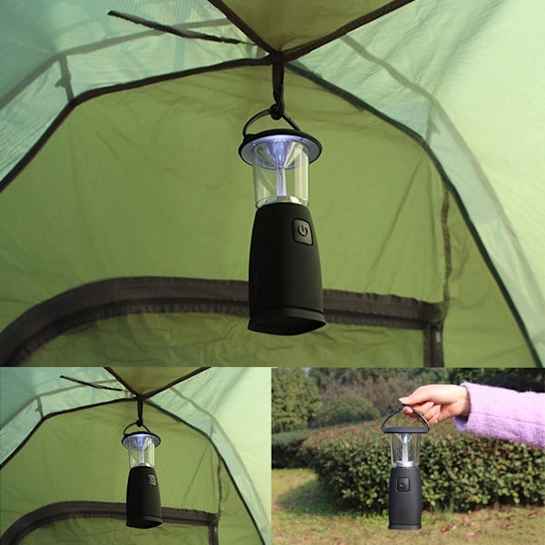 Kannettava 6 LED aurinkoenergialla toimiva USB-ladattava telttalyhty ulkokäyttöön