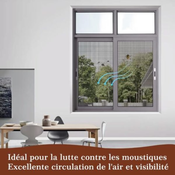 #QD# Skræddersyet myggenet 122cm x 252cm i UV-bestandig glasfiber, sælges i metermål, anti-myg - Grå