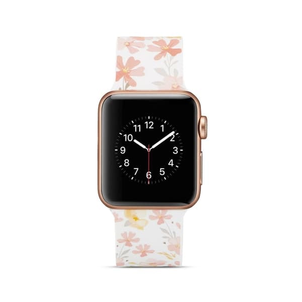 \"QD\" Silikone urrem til Apple Watch 4 44mm, 3/2/1 42mm - Blomster