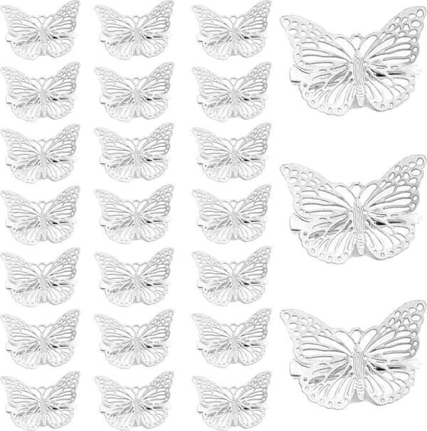 3-pack fjäril hårklämmor, glänsande strass, för kvinnor/flickor