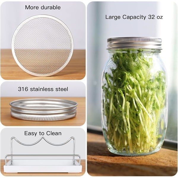 QU/Breda Mun Quart Spireglas, Spirelåg i Rustfrit Stål til Minimalistisk Design, Spire Dig til Sundhed med Lethed (Komplet Spirekit)