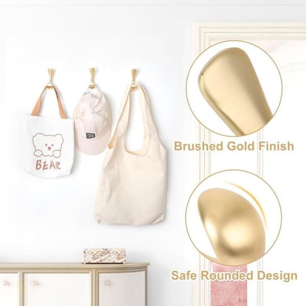 Handdukskrok, Väggkrok, Guld, för Badrum/Entré, Hög Viktkapacitet, 1-Pack, Borstad Guld