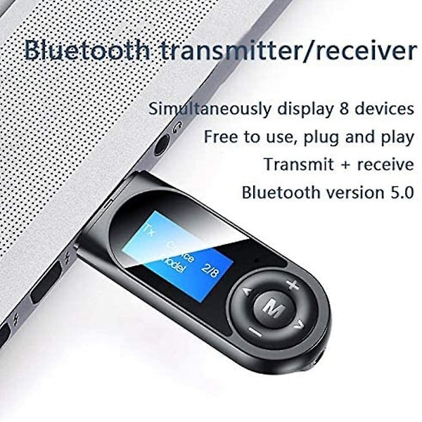 Bluetooth-sender og -modtager Synlig USB 5.0 Bluetooth-adapter til PC TV-hovedtelefoner