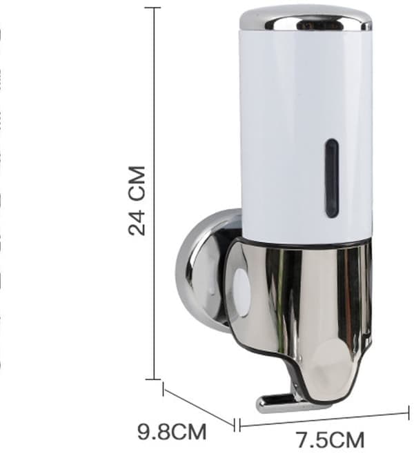 Tvåldispenser Väggmonterad – 500ml – Rostfritt Stål – Vit – Badrum/Kök