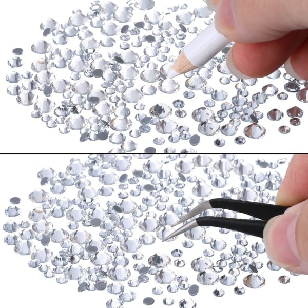 \"QD\" 2000 stycken Hot Fix Glas Strass - Kristallpärlor (Klar)