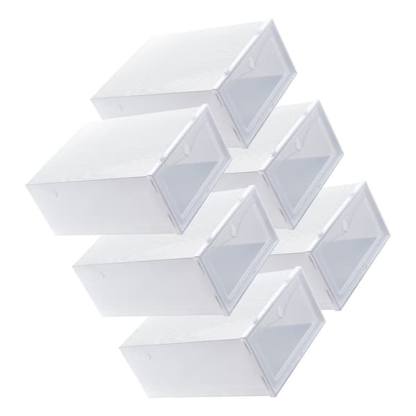 Stor vit transparent skoförvaringslåda - set om 6