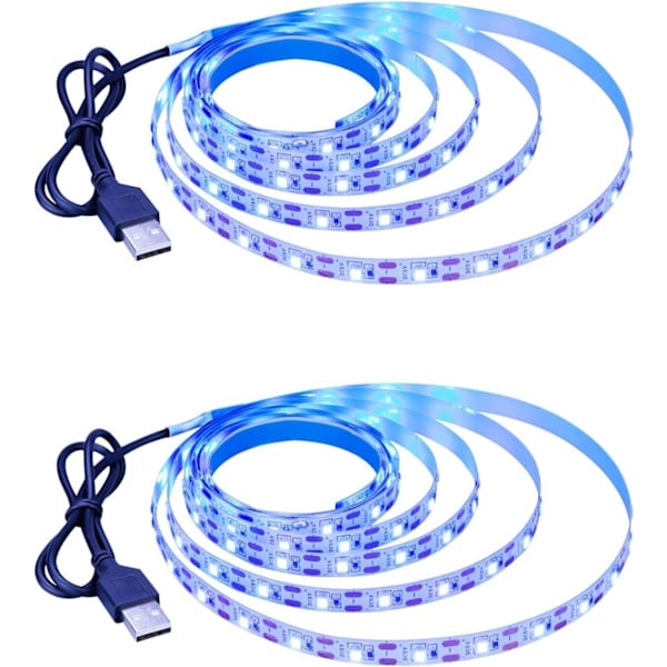 \"QD\" 5V USB LED-nauhavalo Sininen 6000K USB-virtalähde 4M (2kpl) Joustava SMD2835 Korkea kirkkaus Ei vedenpitävä IP20 LED-nauhavalo