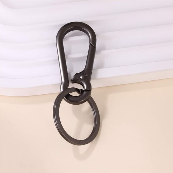 Karbinhake med nyckelring, rostfritt stål, 70x30mm, guld/svart, 2-pack