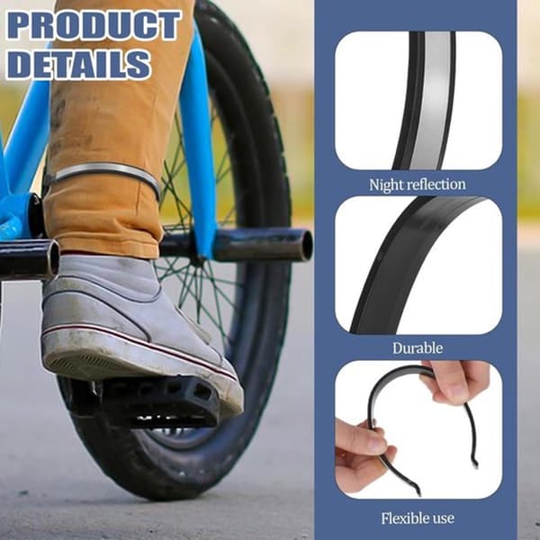 Reflekterande Cykelbyxklämmor, 4-pack, Elastiska ABS Ankelband för Cykling och Löpning, Universell Gul Silver