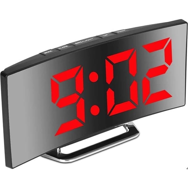 /QD/Digital väckarklocka - Ospecificerad - 7'' LED Spegel - 2 ljusstyrkor - USB-laddning - Batteridrift