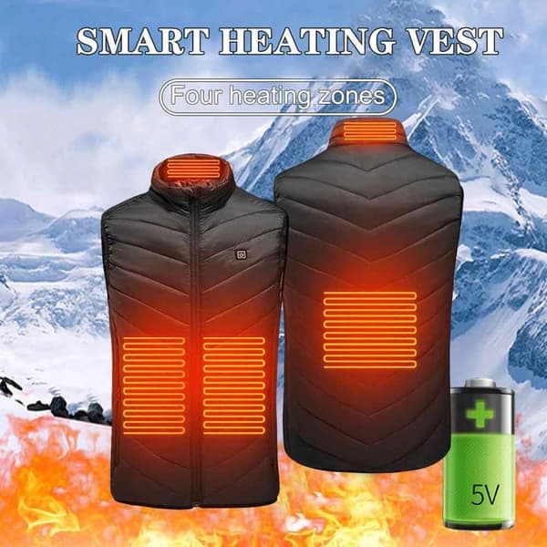Varmevest med 4 varmezoner, sort, S