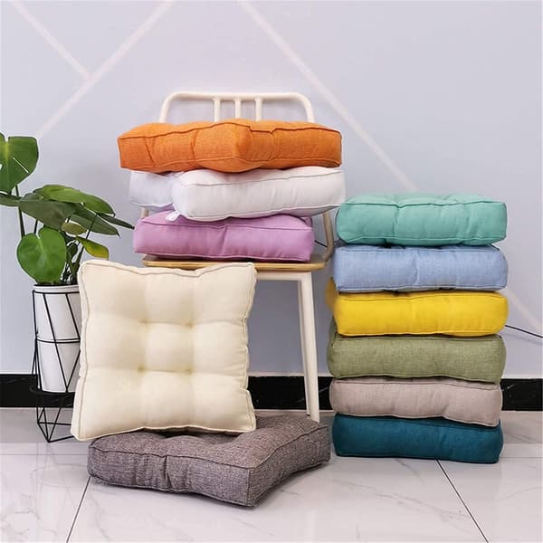 Tjock sittdyna, polyester, PP-bomullsfylld, för inomhus- eller skyddad utomhusbruk, gul, 45 x 45 x 10 cm