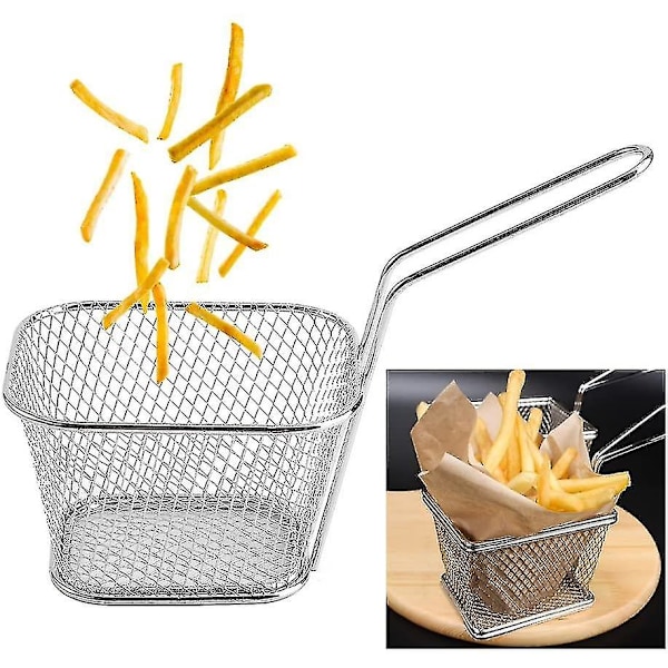 2024, 8 stk Fritös Kurve, Rustfrit Stål Fritös Kurve Mini Madpræsentation Kurv Til Frittering Pommes Frites, Kylling, Lille Fritös Kurv