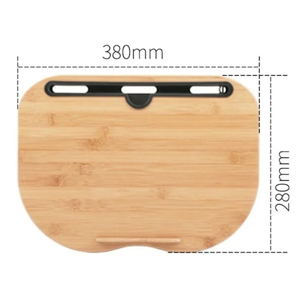 QD-Naturlig bambus laptop-pute, avtakbar pute, bærehåndtak, laptop-underlag BxD: 38 x 28 cm (opptil 14 tommer)