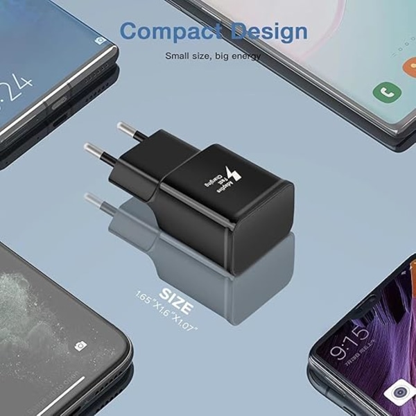 2pk USB-lader kompatibel med Samsung Galaxy S-serien Edge/Plus/Active og andre smarttelefoner, hurtiglader strømadapter hurtigladekontakt