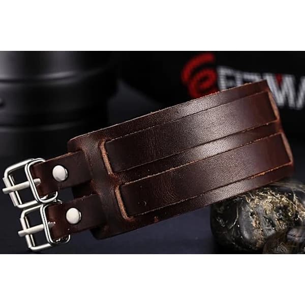 Læderarmbånd til mænd med spænde (1 stk, Brun)