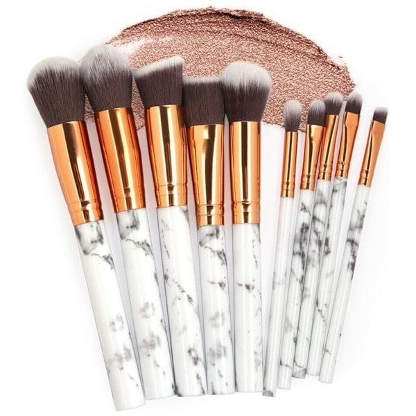 Professional Gentle Makeup Brushes 10-Pack, Marble White 100