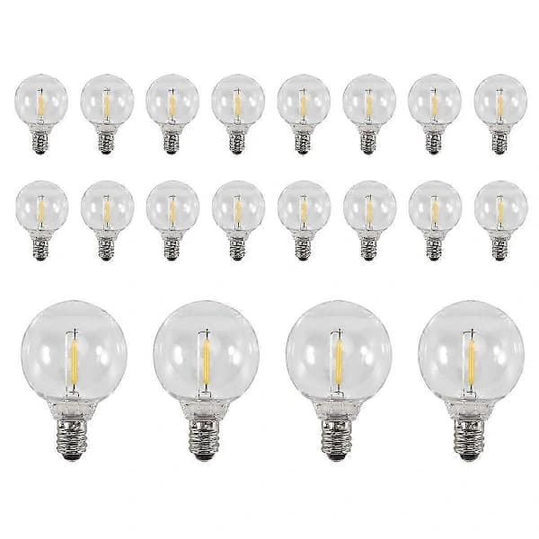 20 st G40 LED Ersättningslampor E12 Skruvsockel Splittersäkra LED Globlampor för Solarslinga