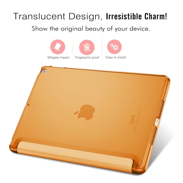 [QD] Smart Case kompatibel med iPad Air 3 10.5 \", Gjennomsiktig Matt Bakside Magnetisk Deksel med Auto Sleep/Wake-oransje