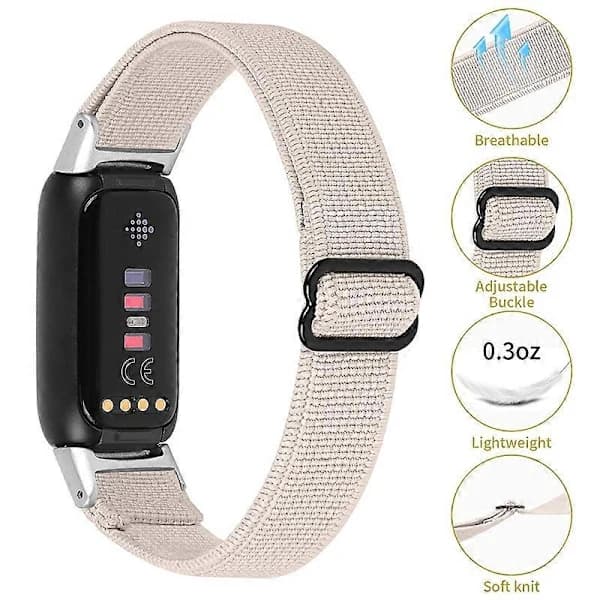 Blødt justerbart nylon urrem, erstatningsrem til Fitbit Luxe - Mørkeblå Multifarvet Aprot
